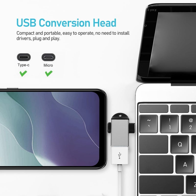 UKCOCO Auto Clicker for Phone with Screen Clicker and Silver USB OTG Adapter 2-in-1 Micro USB to C Converter for Gaming Shopping and Live Streaming - Image 5